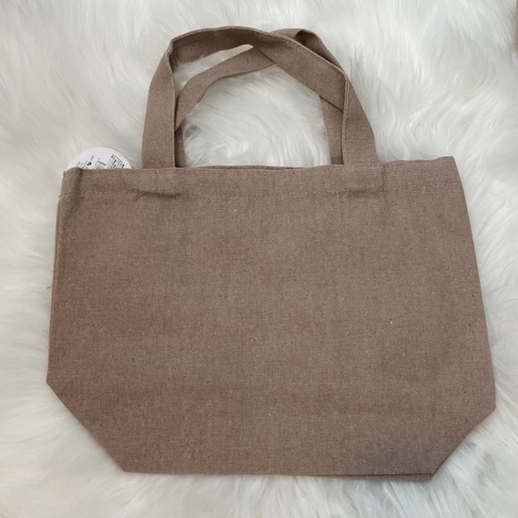 Small Tote Bag. Canvas. Birds Print. Light Brown Multi. - Picture 4 of 7